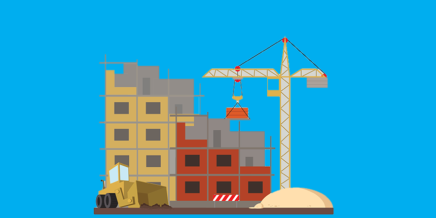 Vector image of Building works on block of flats