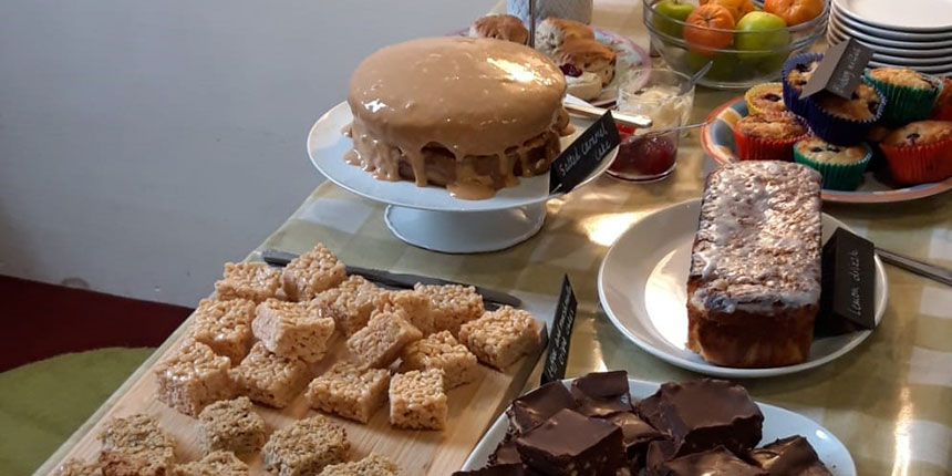 Table full of cakes